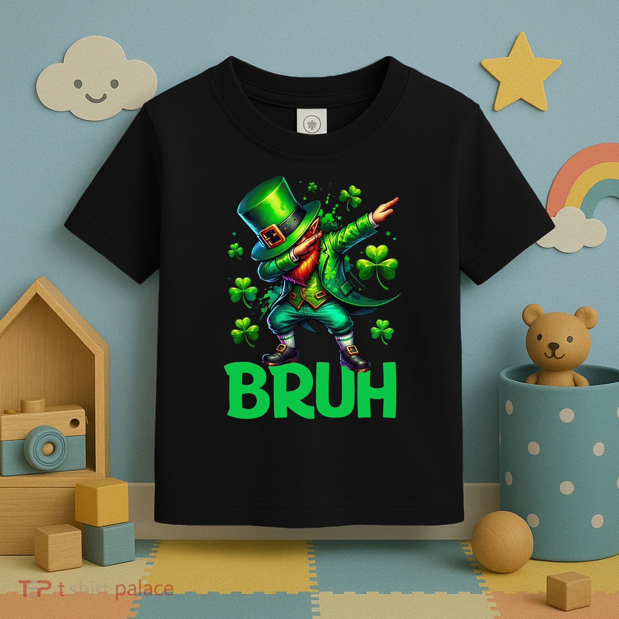 Bruh St Patricks Day Dabbing Leprechaun Bruh Gift Toddler T-Shirt