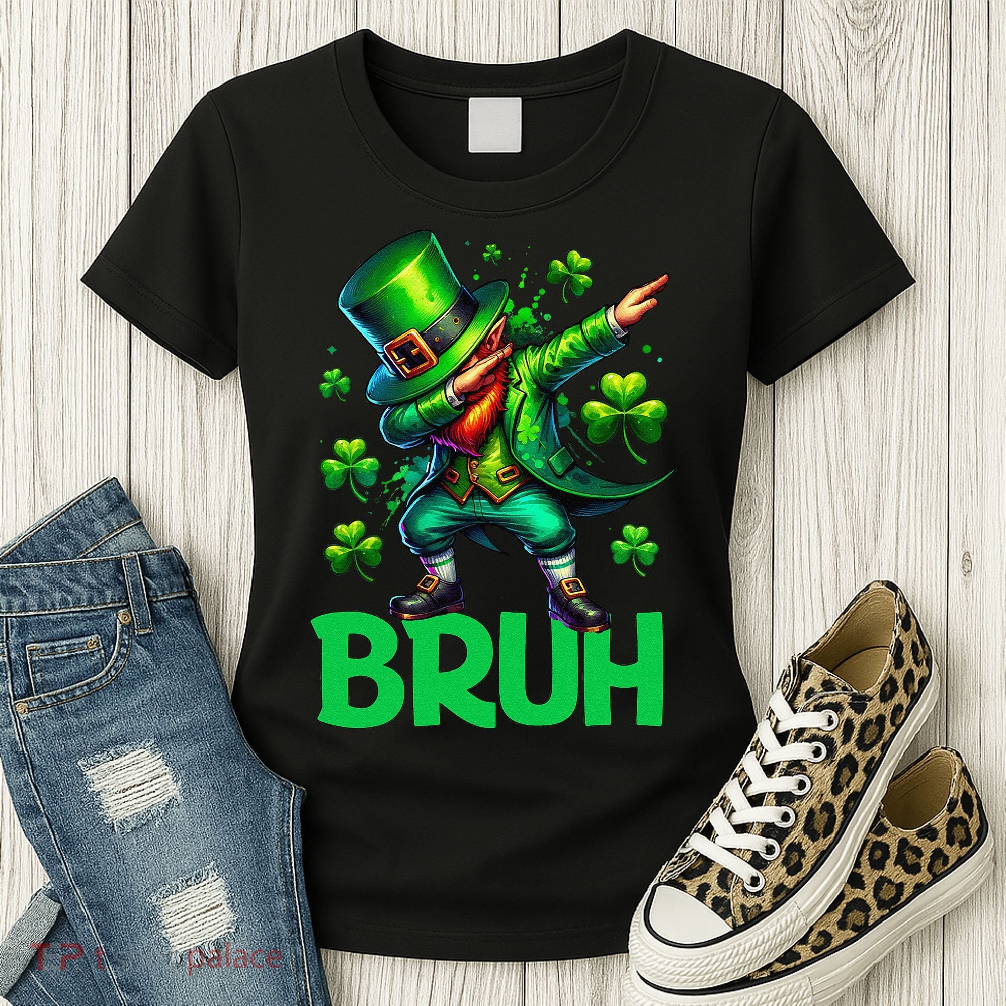 Bruh St Patricks Day Dabbing Leprechaun Bruh Gift Women's T-Shirt