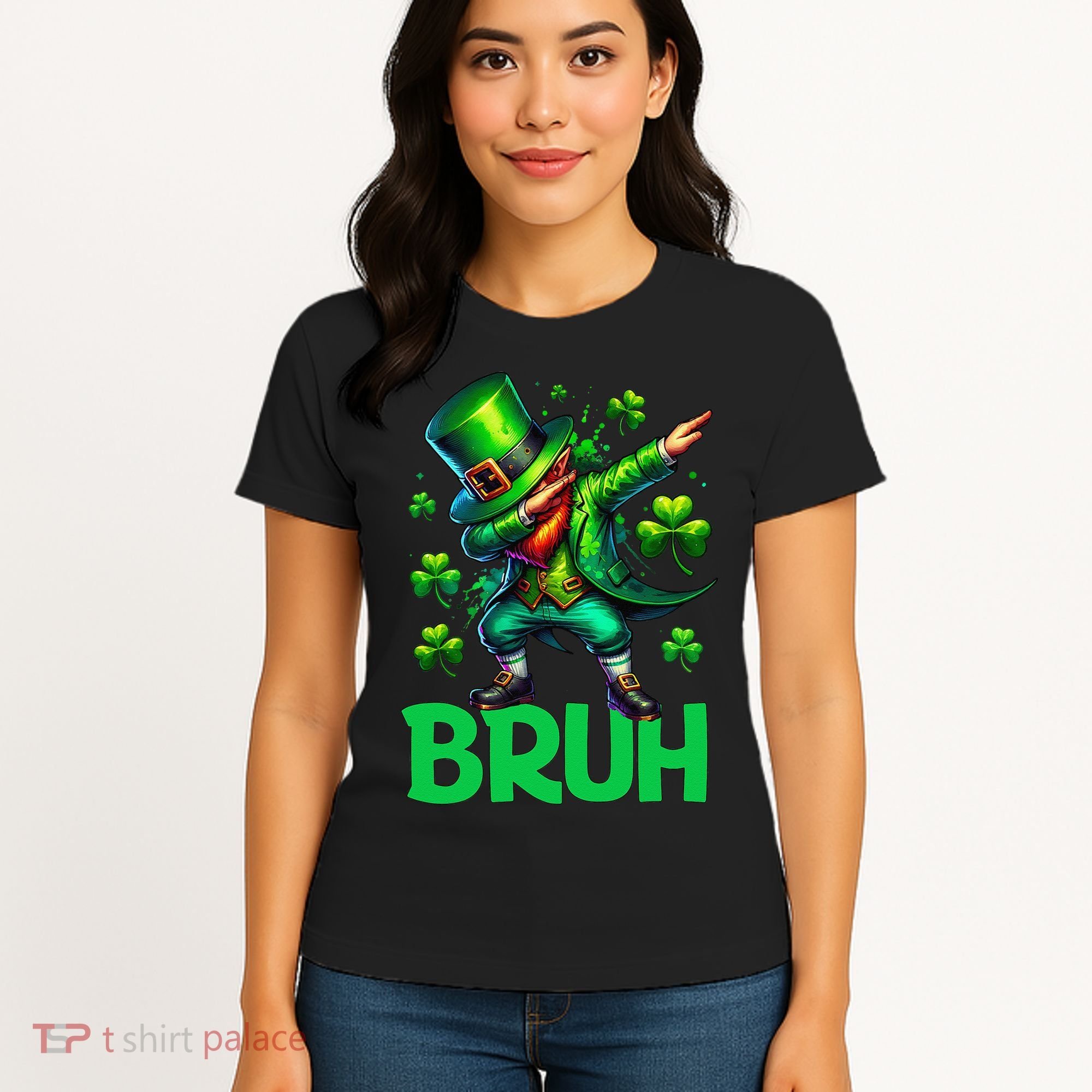 Bruh St Patricks Day Dabbing Leprechaun Bruh Gift Women's T-Shirt