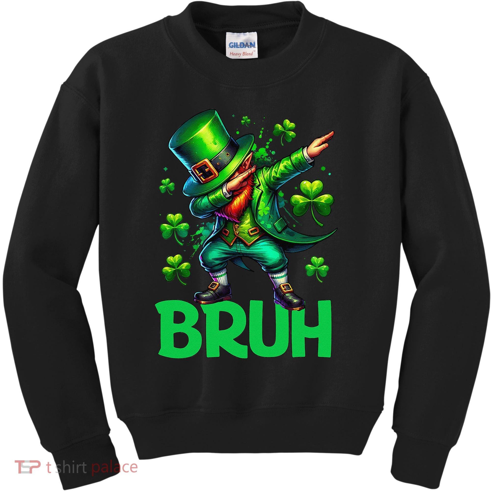 Bruh St Patricks Day Dabbing Leprechaun Bruh Gift Kids Sweatshirt