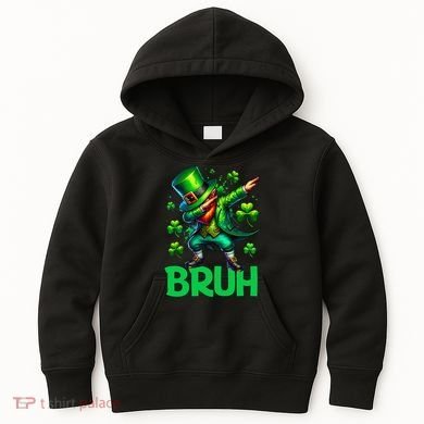 Bruh St Patricks Day Dabbing Leprechaun Bruh Gift Kids Hoodie