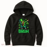 Bruh St Patricks Day Dabbing Leprechaun Bruh Gift Kids Hoodie thumb 0