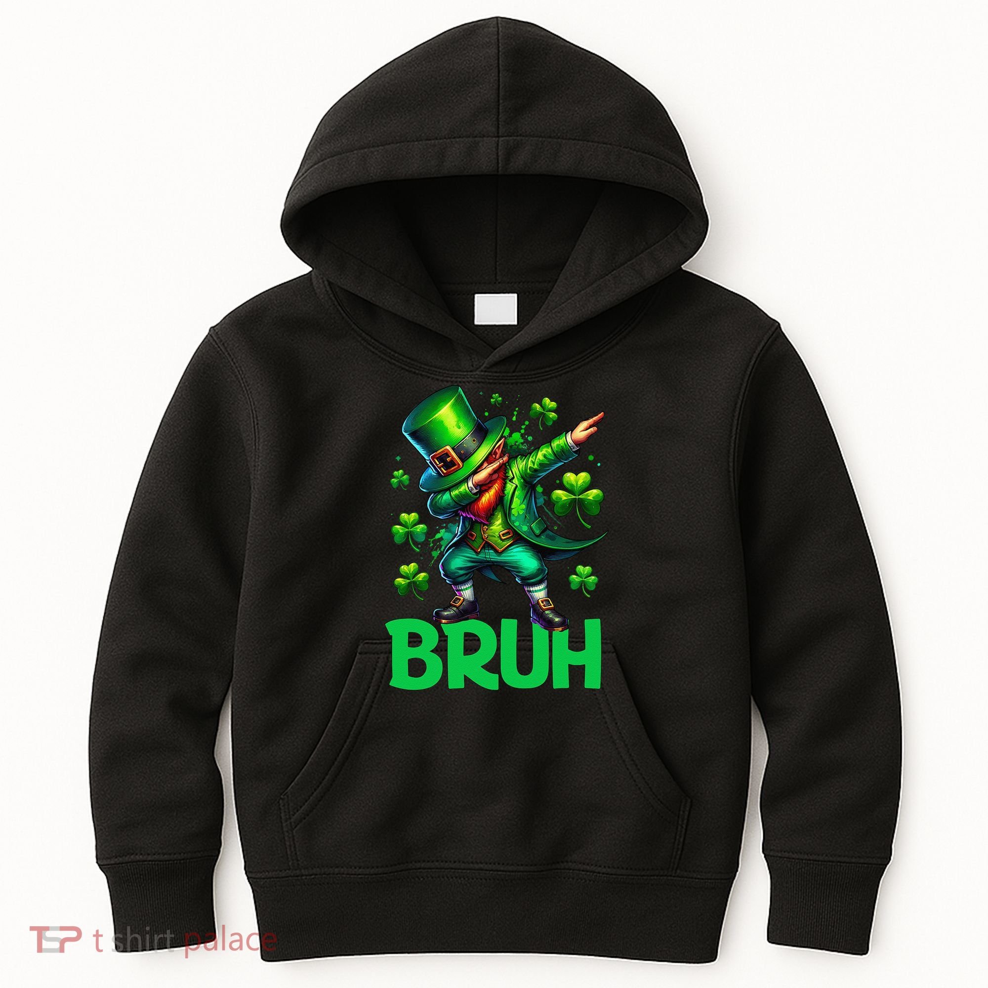Bruh St Patricks Day Dabbing Leprechaun Bruh Gift Kids Hoodie