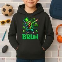 Bruh St Patricks Day Dabbing Leprechaun Bruh Gift Kids Hoodie thumb 2