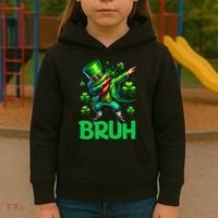 Bruh St Patricks Day Dabbing Leprechaun Bruh Gift Kids Hoodie thumb 3