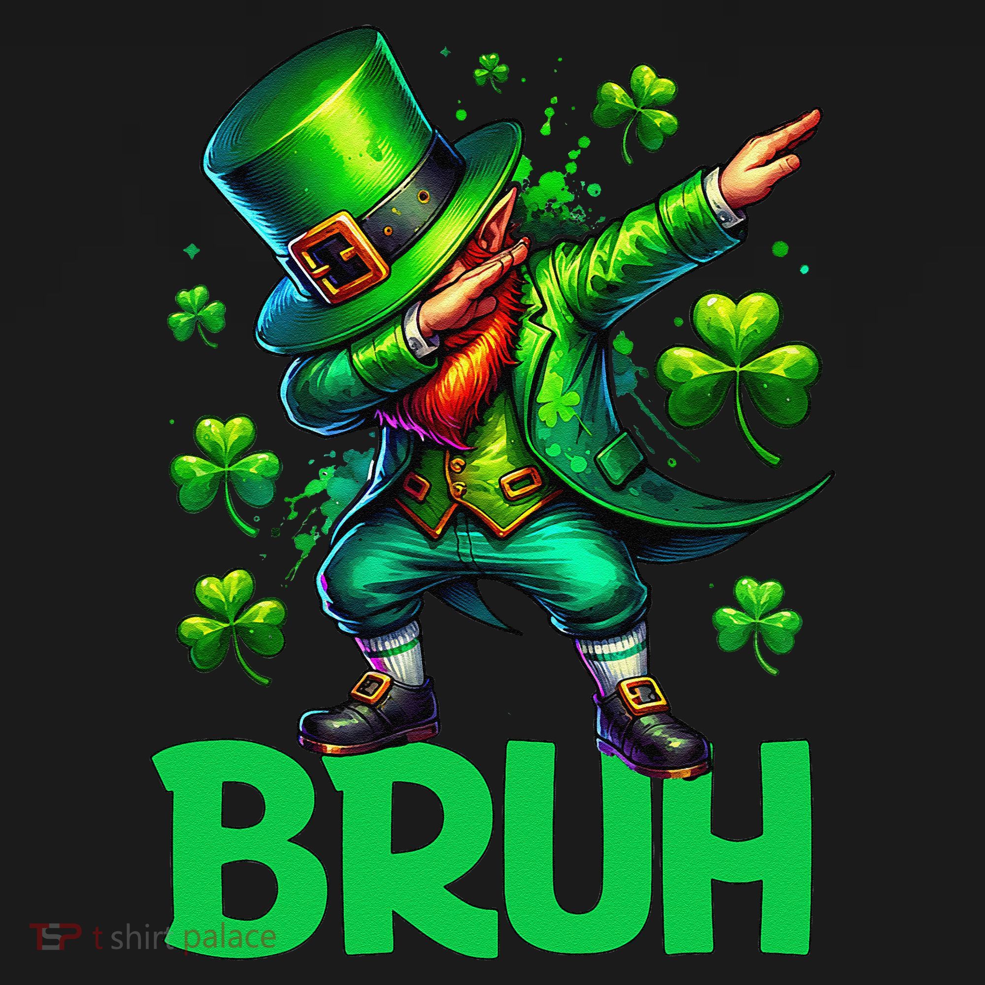 Bruh St Patricks Day Dabbing Leprechaun Bruh Gift Kids Long Sleeve Shirt