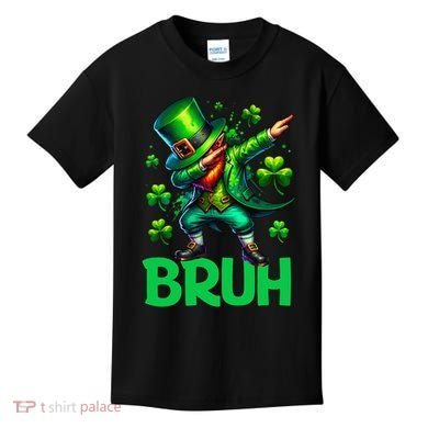 Bruh St Patricks Day Dabbing Leprechaun Bruh Gift Kids T-Shirt