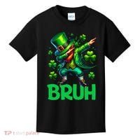 Bruh St Patricks Day Dabbing Leprechaun Bruh Gift Kids T-Shirt thumb 0