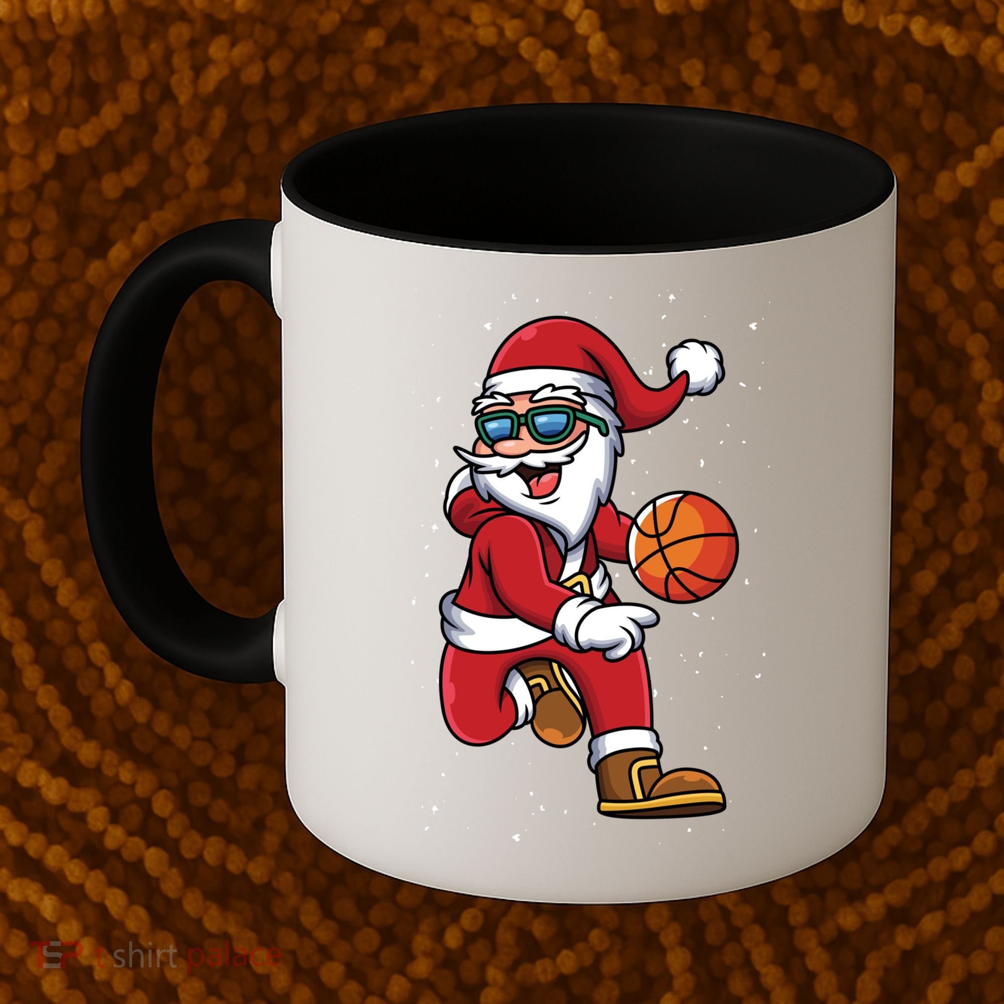Basketball Santa Playing Christmas Boys Sports Xmas Gift Coffee Mug