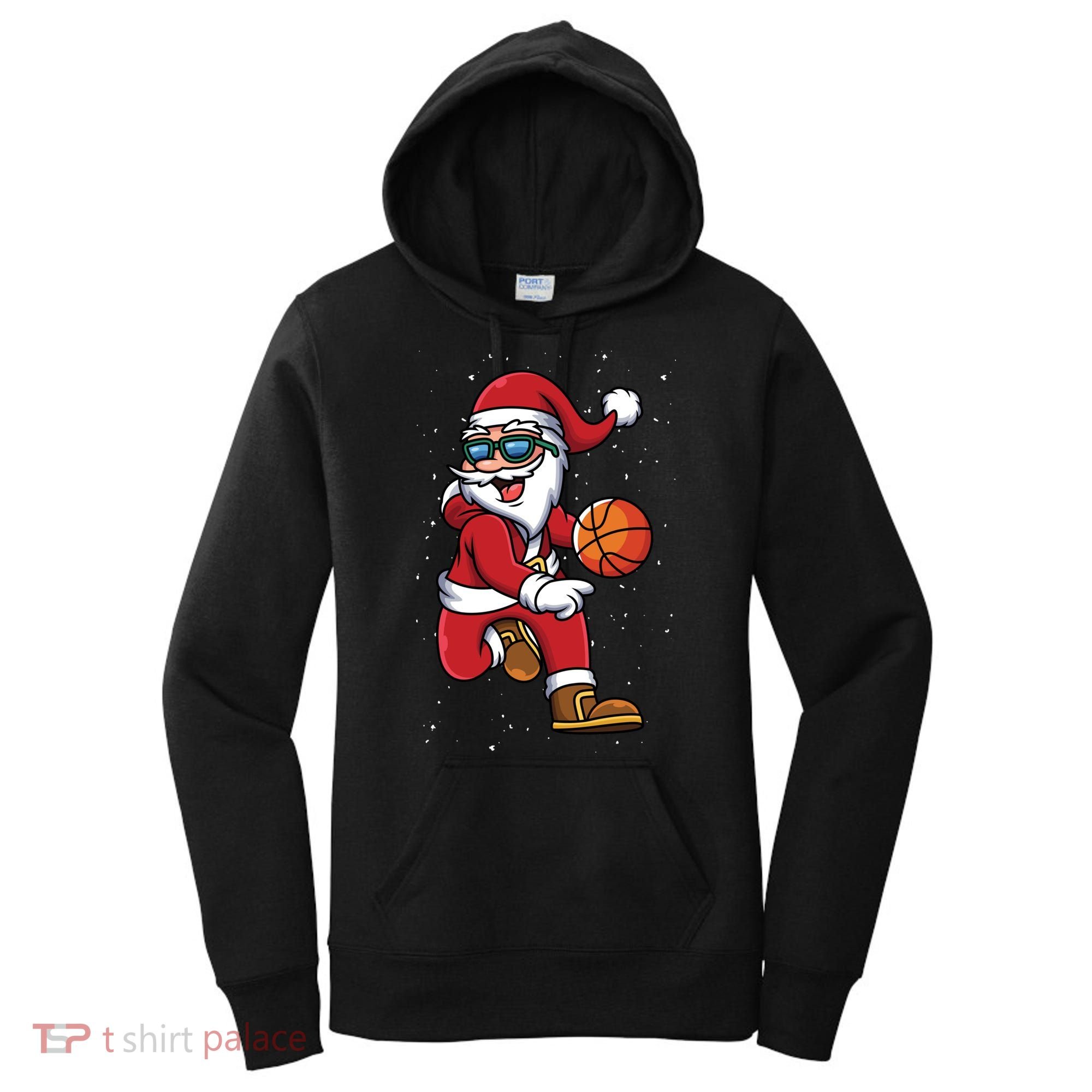 Basketball Santa Playing Christmas Boys Sports Xmas Gift Women's Hoodie