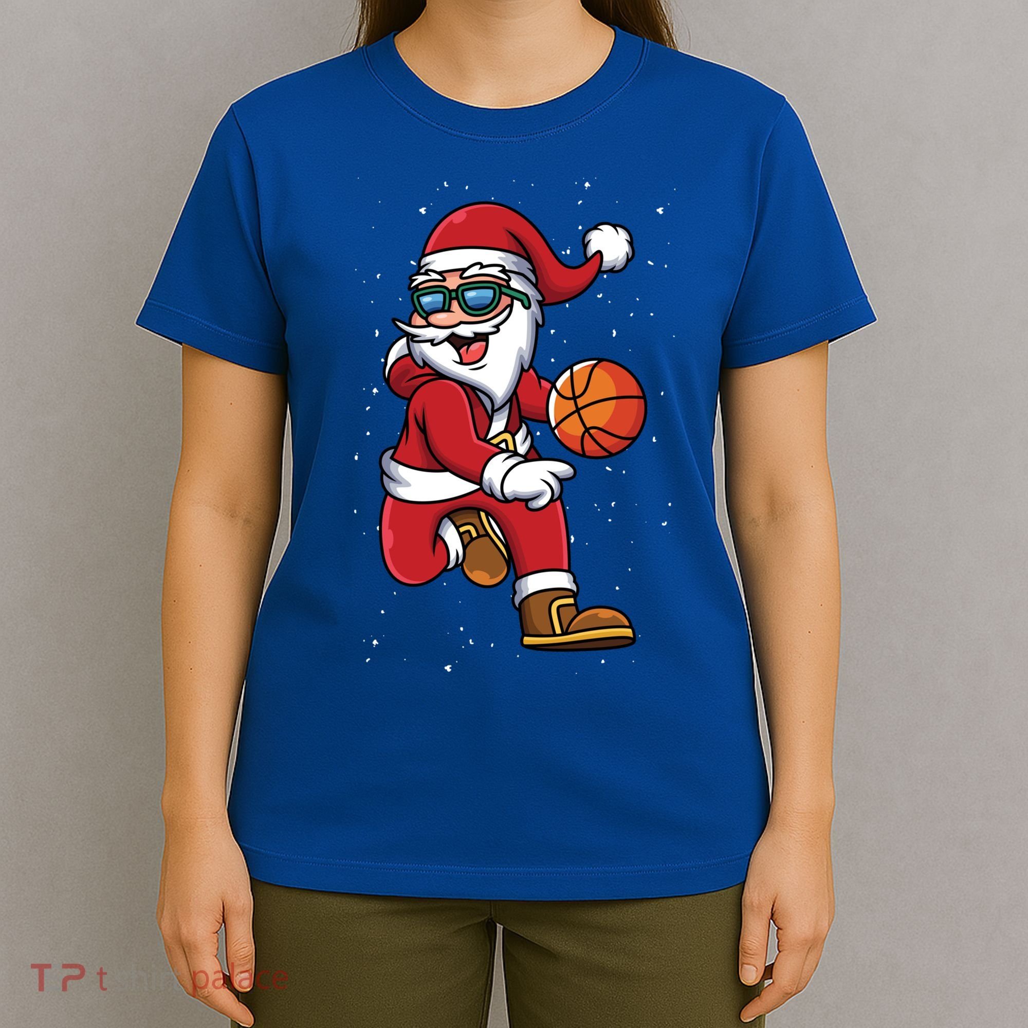 Basketball Santa Playing Christmas Boys Sports Xmas Gift T-Shirt