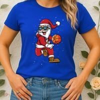 Basketball Santa Playing Christmas Boys Sports Xmas Gift Women's T-Shirt thumb 2
