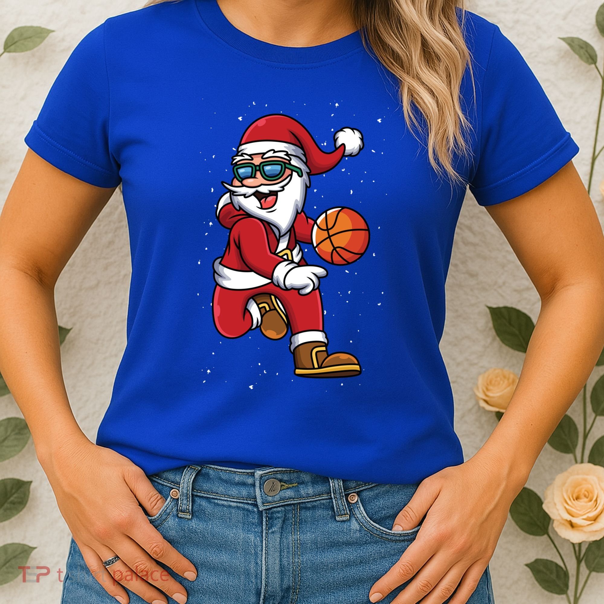 Basketball Santa Playing Christmas Boys Sports Xmas Gift Women's T-Shirt