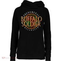 Buffalo Soldier Phenomenal Melanated Legacy Art Womens Funnel Neck Pullover Hood thumb 0