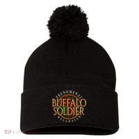 Buffalo Soldier Phenomenal Melanated Legacy Art Pom Pom 12in Knit Beanie thumb 0