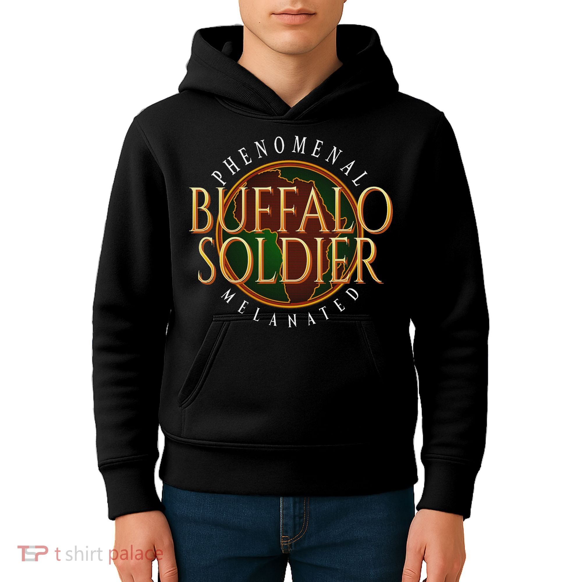 Buffalo Soldier Phenomenal Melanated Legacy Art Kids Hoodie