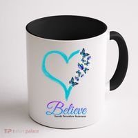 Believe Suicide Prevention Awareness Butterfly Heart Coffee Mug thumb 1