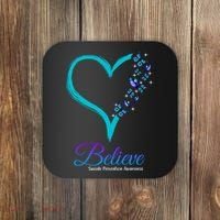 Believe Suicide Prevention Awareness Butterfly Heart Coaster thumb 0