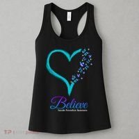 Believe Suicide Prevention Awareness Butterfly Heart Women's Tank Top thumb 3