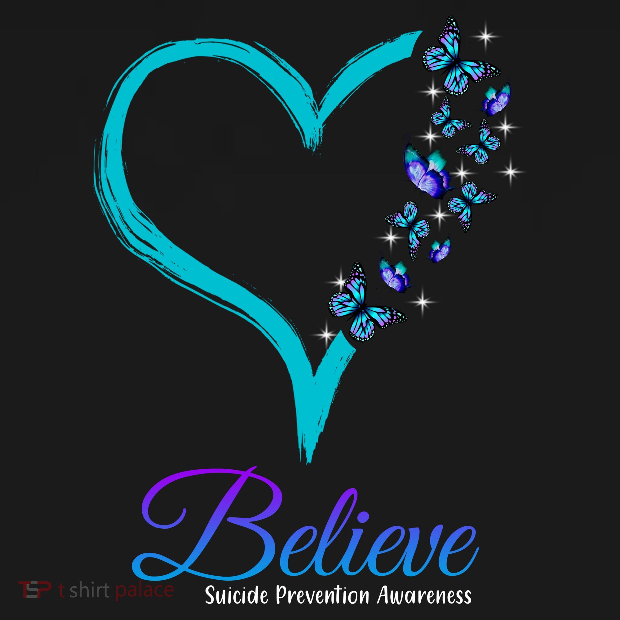 Believe Suicide Prevention Awareness Butterfly Heart Women's Tank Top