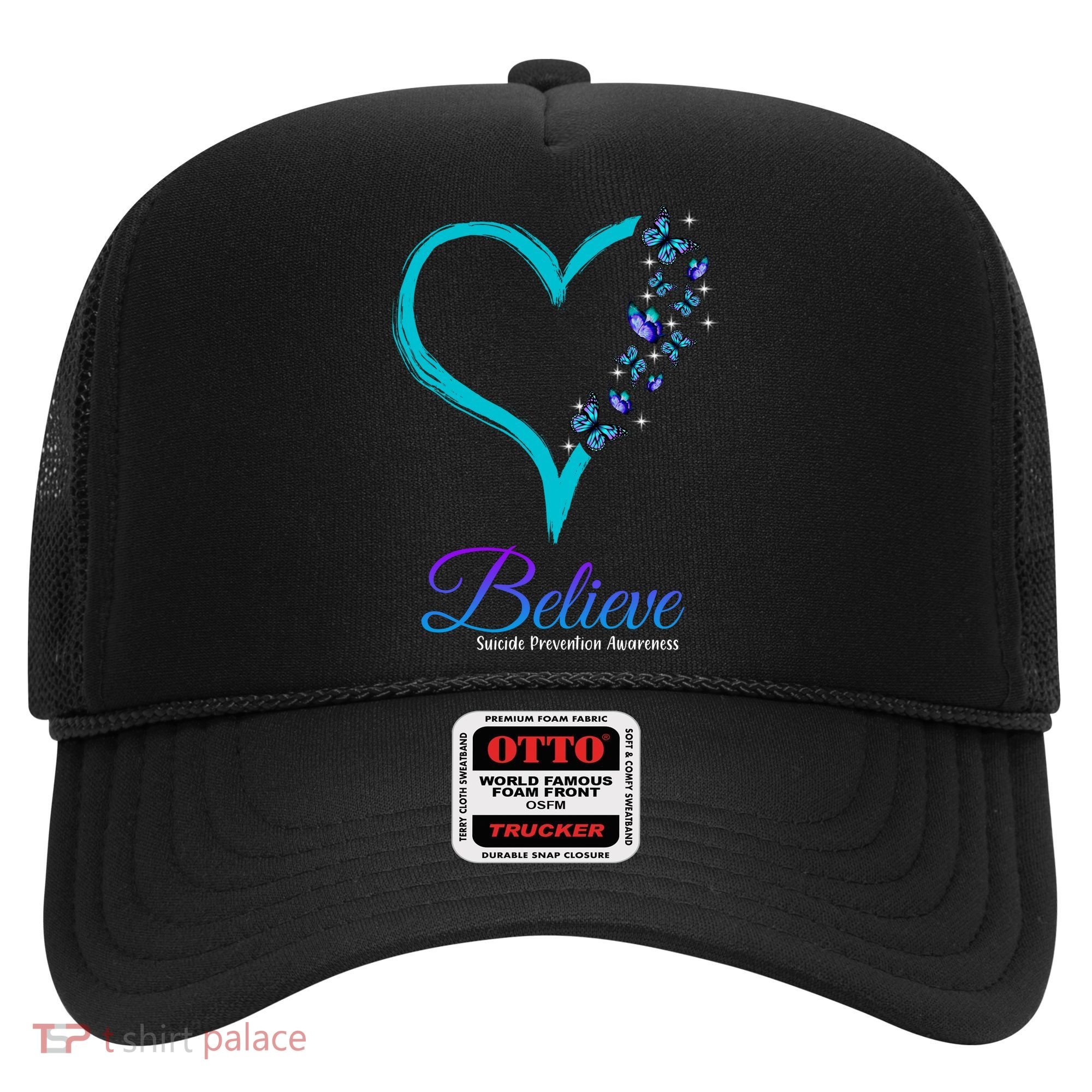Believe Suicide Prevention Awareness Butterfly Heart Hat