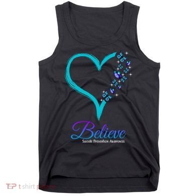 Believe Suicide Prevention Awareness Butterfly Heart Tank Top