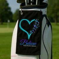Believe Suicide Prevention Awareness Butterfly Heart Golf Towel thumb 2