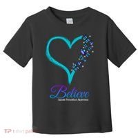Believe Suicide Prevention Awareness Butterfly Heart Toddler T-Shirt thumb 0