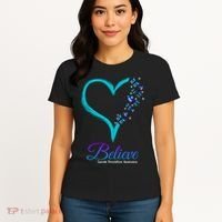 Believe Suicide Prevention Awareness Butterfly Heart Women's T-Shirt thumb 4