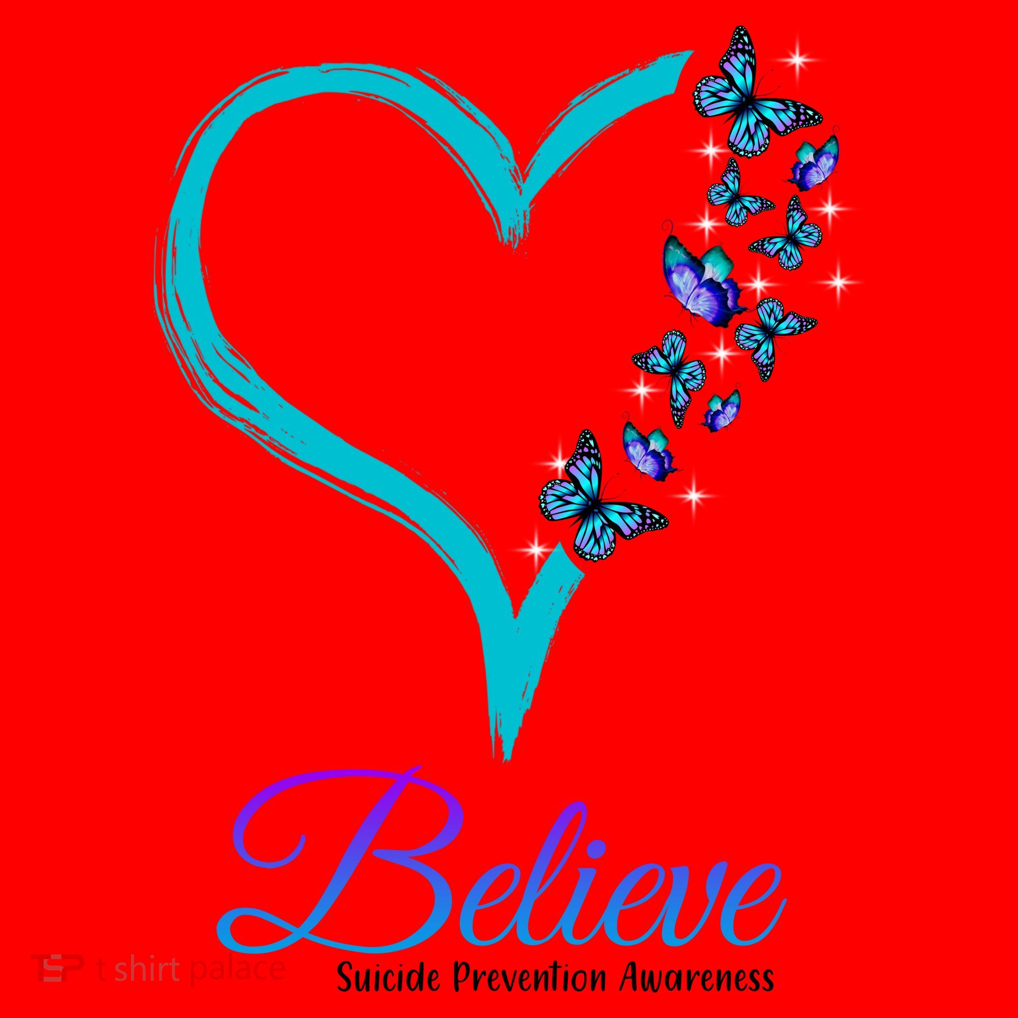 Believe Suicide Prevention Awareness Butterfly Heart Santa Hat