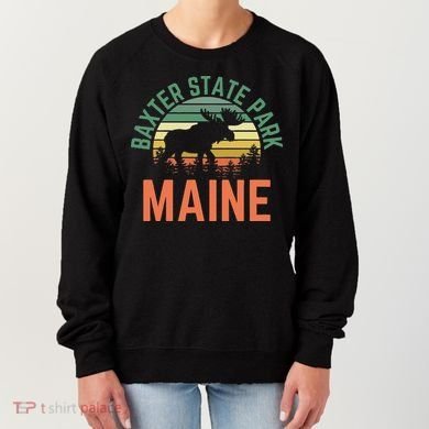 Baxter State Park Maine Moose Hiking Retro Sunset Women's Sweatshirt