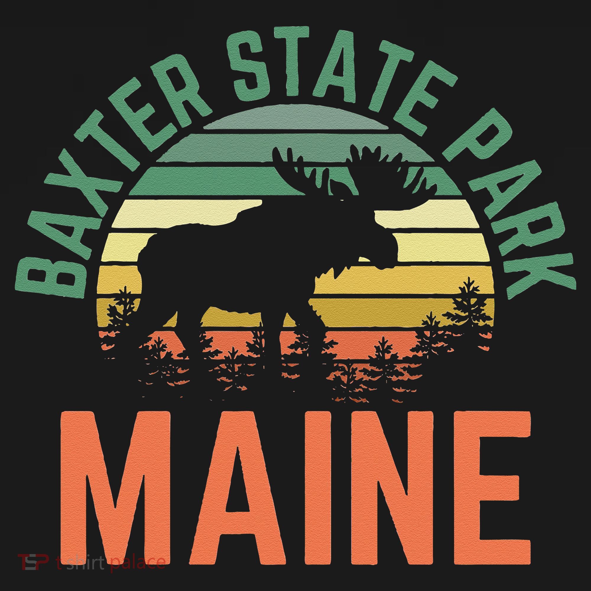 Baxter State Park Maine Moose Hiking Retro Sunset Doggie Tank