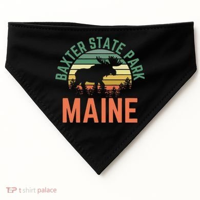 Baxter State Park Maine Moose Hiking Retro Sunset USA-Made Doggie Bandana