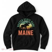 Baxter State Park Maine Moose Hiking Retro Sunset Hoodie thumb 0