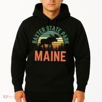 Baxter State Park Maine Moose Hiking Retro Sunset Hoodie thumb 2