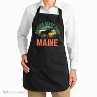 Baxter State Park Maine Moose Hiking Retro Sunset Apron thumb 2