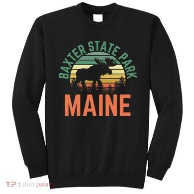 Baxter State Park Maine Moose Hiking Retro Sunset Sweatshirt