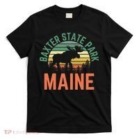 Baxter State Park Maine Moose Hiking Retro Sunset T-Shirt thumb 0