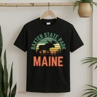 Baxter State Park Maine Moose Hiking Retro Sunset T-Shirt thumb 2