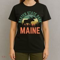 Baxter State Park Maine Moose Hiking Retro Sunset T-Shirt thumb 4