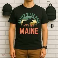 Baxter State Park Maine Moose Hiking Retro Sunset T-Shirt thumb 6