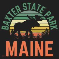 Baxter State Park Maine Moose Hiking Retro Sunset Beanie thumb 2