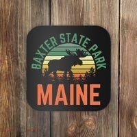 Baxter State Park Maine Moose Hiking Retro Sunset Coaster thumb 0