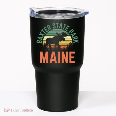 Baxter State Park Maine Moose Hiking Retro Sunset Tumbler