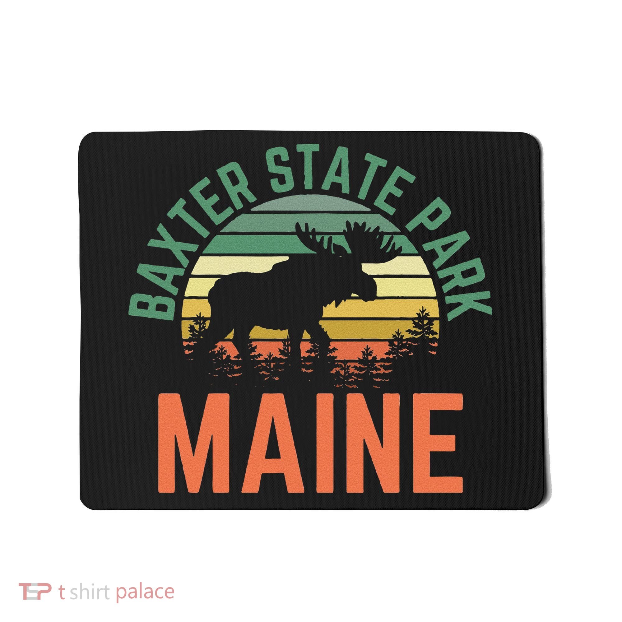Baxter State Park Maine Moose Hiking Retro Sunset Mousepad