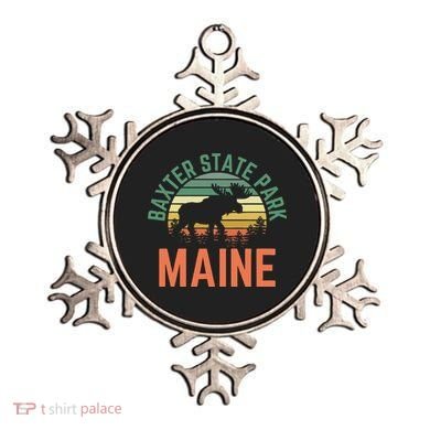 Baxter State Park Maine Moose Hiking Retro Sunset Ornament