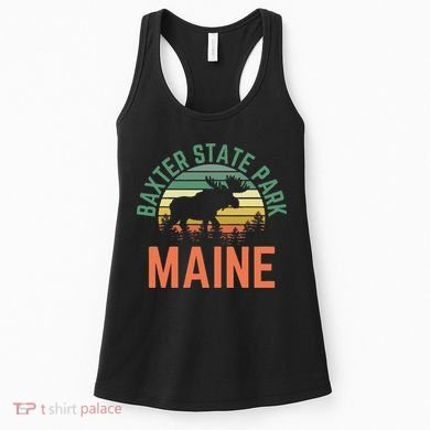 Baxter State Park Maine Moose Hiking Retro Sunset Women's Tank Top