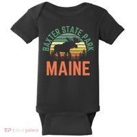Baxter State Park Maine Moose Hiking Retro Sunset Baby Bodysuit thumb 0