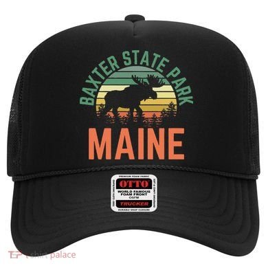 Baxter State Park Maine Moose Hiking Retro Sunset Hat