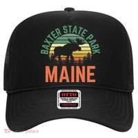 Baxter State Park Maine Moose Hiking Retro Sunset Hat thumb 0